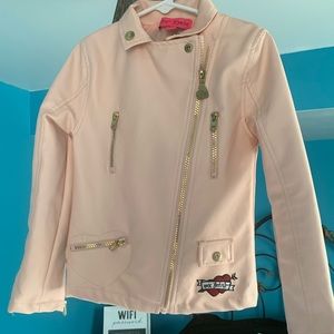Pink leather betsey Johnson jacket